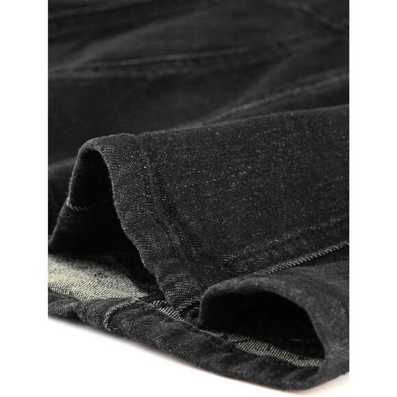 Women's Casual Denim Jacket Classic Stand Collar Long Sleeve Jean Jacket Black - Picture 5 of 5